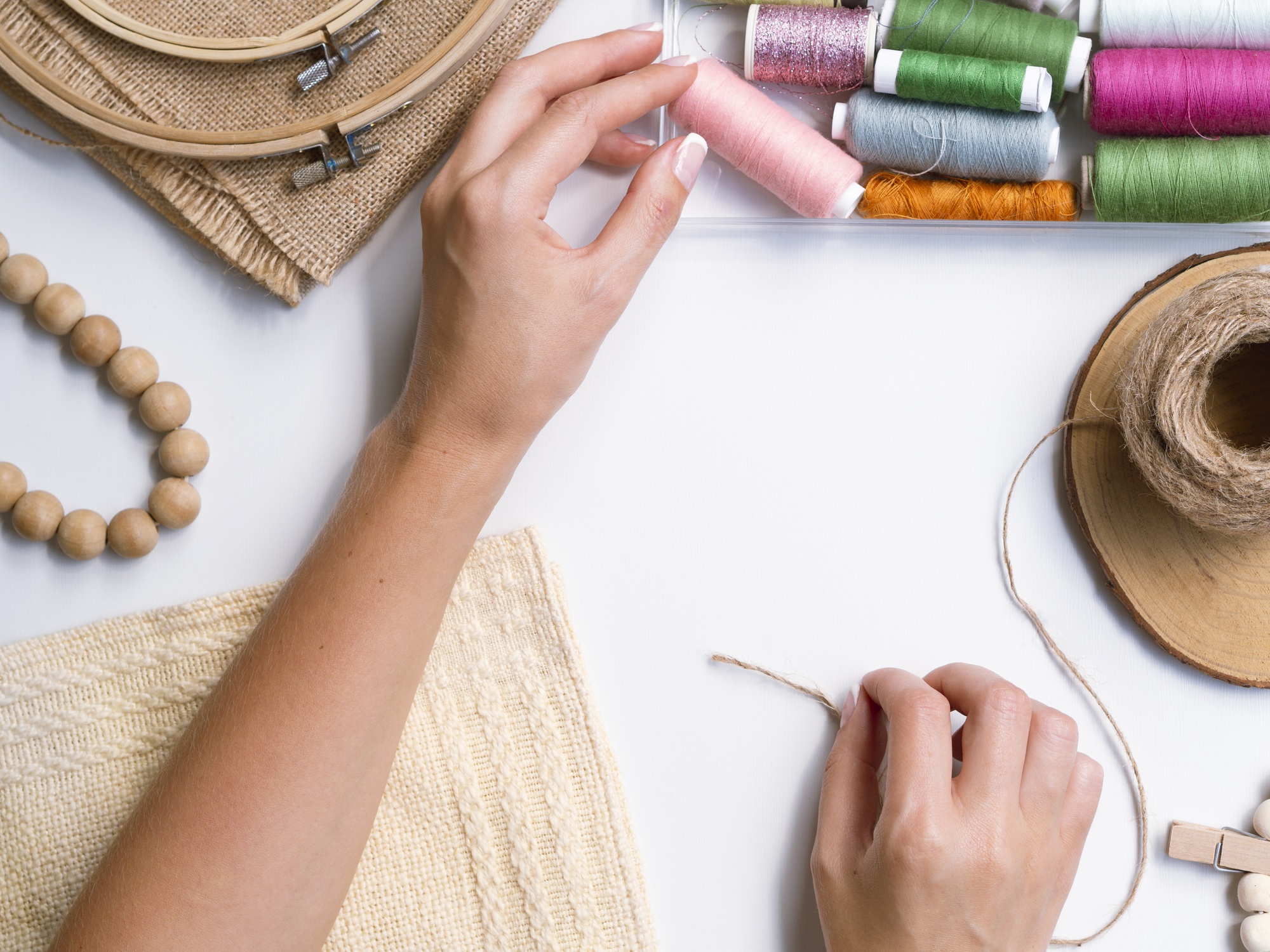 artisan embroiderer at work in studio